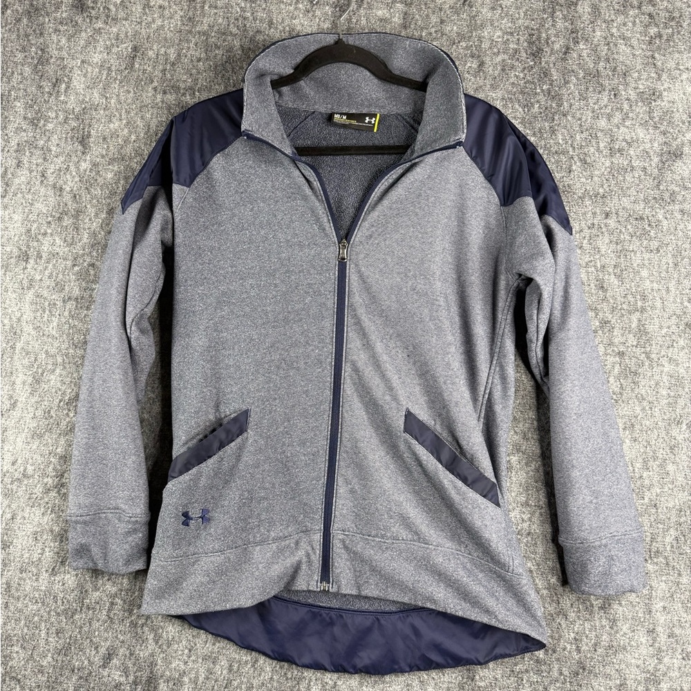 Under Armour Full-Zip Fleece Jacket - Gray & Navy - Size M